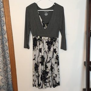Grey and Floral Maternity Dress